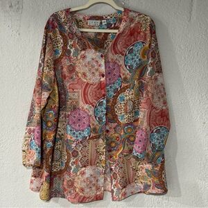 Joan Rivers Women’s Tunic Colorful Paisley Blouse Size 2X